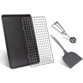 Cookie Sheets Non-stick Baking Sheet Set With Non-stick Jelly Roll Pan Rack Cookie Scoop Spatula