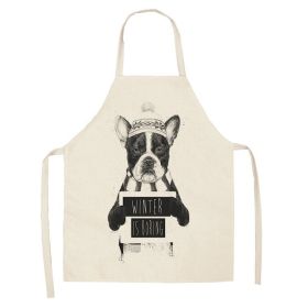 Cartoon Cute Dog Printed Cotton And Linen Apron Kitchen Home Cleaning Parent-child Sleeveless Coverall Generation Hair