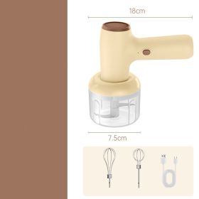 2 In 1 Electric Garlic Chopper USB Rechargeable Vegetable Chili Meat Ginger Masher Handheld Multipurpose Kitchen Gadgets (Option: Khaki-USB)