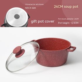 German Medical Stone Soup Pot Binaural Non-stick Pan (Option: 24cm Red)