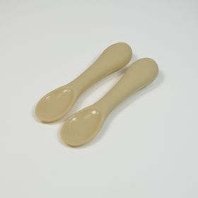 Children's  Training Auxiliary FoodShort Handle Spoon Set (Color: Beige)