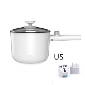 Hotpot Noodle Cooking Dormitory Small Power Mini Electric Pot (Option: White-With stainless steel steamer-US)