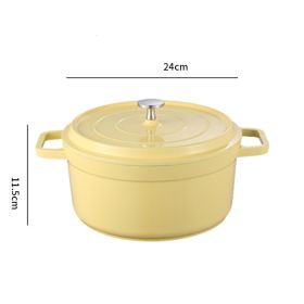 Household Ceramic Thickened Double Ear Stewpot (Option: White 24cm)