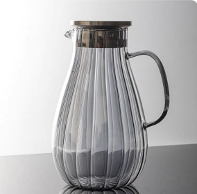 Striped Water Droplets Borosilicate Glass Teapot (Option: Water Drop Pot 1800ML)