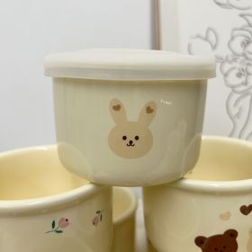 Children's Tableware Ceramic Bowl Fresh-keeping Sealing Band Scale (Option: Yellow Rabbit)