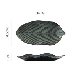 Japanese Fish Creative Leaf Dinner Household Kiln Changed Ceramic Dinner Plate (Option: F)