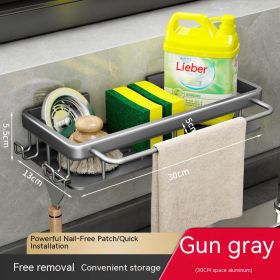 Kitchen Storage Rack Home Wall-mounted Sink Artifact (Option: Gun Gray Single Layer)