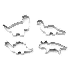 Home Cartoon Dinosaur Stainless Steel Cookie Cutter (Option: Cookie Cutter 4 Piece Set)