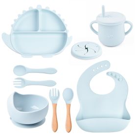 8-piece Children's Silicone Tableware Set Dinosaur Silicone Plate Bib Spoon Fork Cup Baby Silicone Plate (Option: Y5-F)